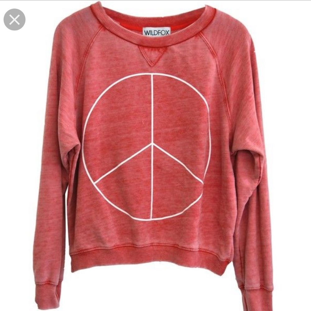 wildfox red peace sign sweatshirt crewneck